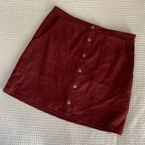 Faux Suede Mini Skirt - Maroon